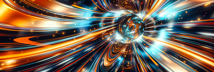 Bright blue explosion in space, illustrating the dynamic energy and futuristic design of abstract light patterns
