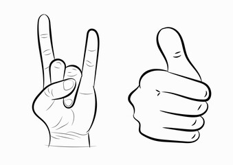 Hand gestures on a white background. Abstract vector illustration. Communication concept.Cartoon illustration design.