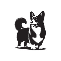 Celestial Elegance: Galactic Pembroke Welsh Corgi Silhouette in Cosmic Harmony - Pembroke Welsh Corgi Illustration - Pembroke Welsh Corgi Dog Vector
