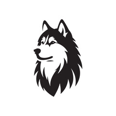 Nebula Nobility: Noble Siberian Husky Silhouette in Cosmic Splendor - Siberian Husky Illustration - Siberian Husky Vector Stock
