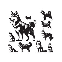 Radiant Resonance: Siberian Husky Dog Silhouette in Starlight - Siberian Husky Vector Stock - Siberian Husky Illustration

