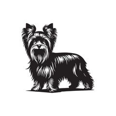 Galactic Grace: Yorkshire Terrier Dog Silhouette in Celestial Embrace - Yorkshire Terrier Illustration - Yorkshire Terrier Vector Stock
