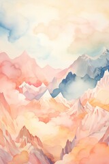 Drawn illustration of watercolor mountains. The concept for the development of tourism, mountaineering, skiing, rock climbing, excursions in the mountains, vertical

