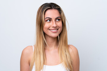 Obraz premium Young caucasian woman isolated on white background . Portrait