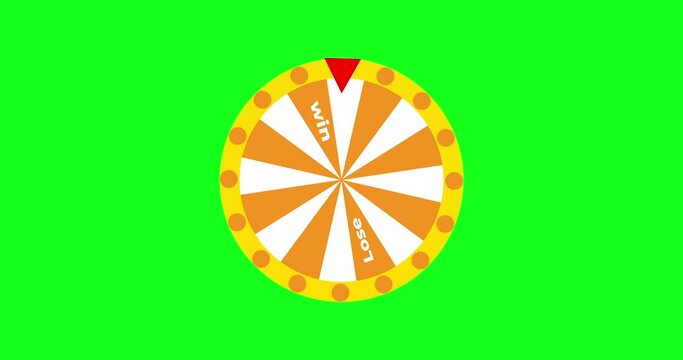 win and lose spin wheel animation on a green screen,wheel of fortune or Lucky animation on green screen