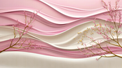 Abstract and romantic design with pink and white waves, perfect for wedding or Valentines Day celebrations and greetings