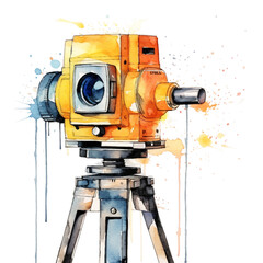 Watercolor construction laser level isolated on a white background  - obrazy, fototapety, plakaty