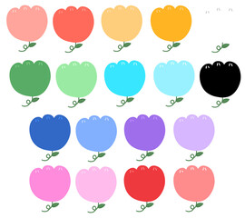 Cute Flowers Cartoon illustration Set Collection Colorful Flowers Cartoon Set