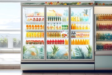Cold and Ready, The Well Stocked Front View of a Supermarket Refrigerator