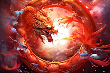 A furios red dragon chinese new year zodiac background
