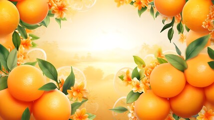 Plum blossoms flower and mandarin orange symbol of prosperity, lunar new year gold backdrop , Chinese new year background