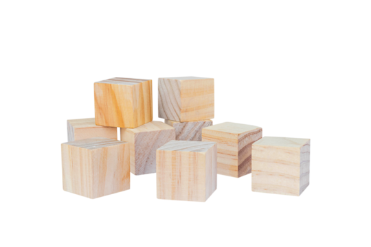Wooden geometric shapes cube for conceptual design. Education game. isolated on a white background.PNG