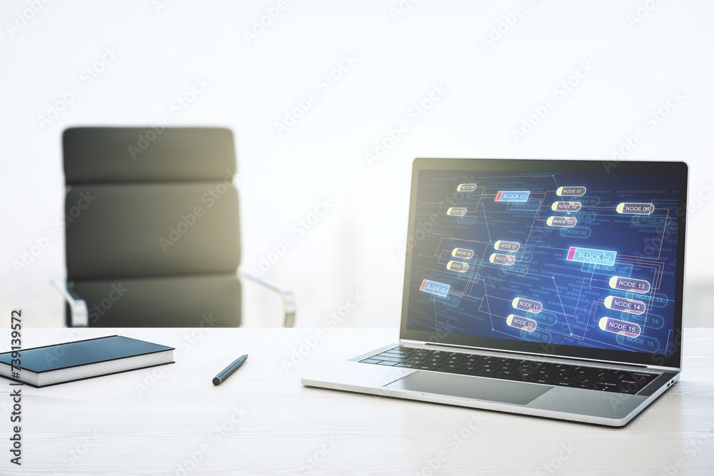 Leinwandbilder abstract creative coding concept on modern laptop screen. 3d rendering