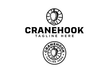 Obraz premium crane hook with circle badge logo design for industry company business