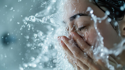 person washing face 