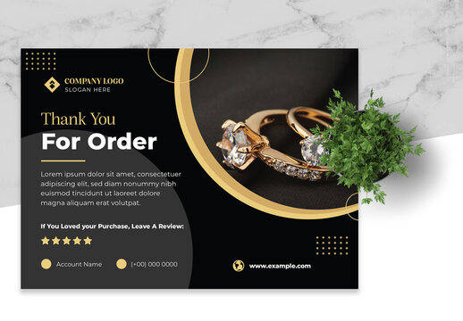 Gold  And Black Jewelry Thank You Card