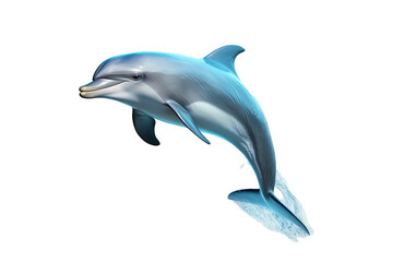 Dolphin jumping isolated on white background.3D Rendering..Generative AI Illustration