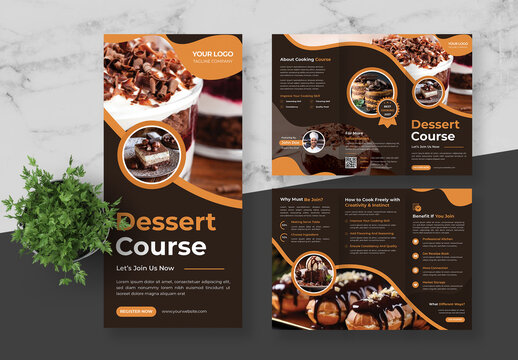 Brown And Black Cooking Course Trifold Brochure