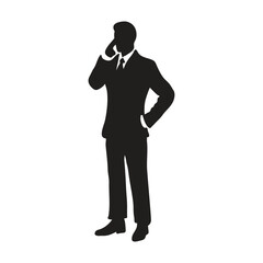 A man is talking on the phone. Vector silhouette.
