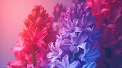 Fototapeta premium Hyacinth Cascade: Flowers tumble gracefully, accompanied by calming rhythms.