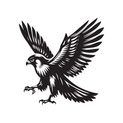 Ethereal Ascendance: Falcon Silhouette in Astral Harmony - Falcon Vector Art
