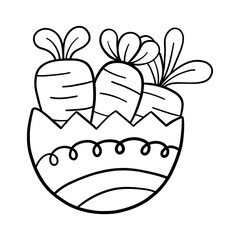 Easter doodles clipart, black doodles, coloring book cartoons, coloring pages for kids.