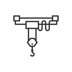 Overhead crane, linear icon. Bridge crane for production. Line with editable stroke