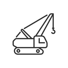 Crawler crane, linear icon. Line with editable stroke