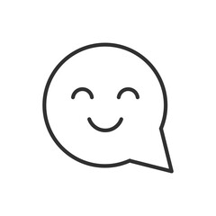 Speech bubble with a smile, linear icon. Line with editable stroke