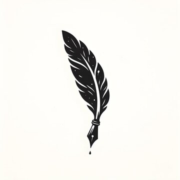 flat logo of Vector feather pen icon illustration