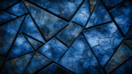 Abstract geometric pattern in shades of blue, showcasing modern design and creative decor in a textured background