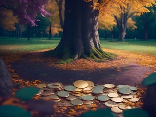 autumn in the woods coin. generated with AI