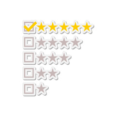 Five stars rating icon isolated on transparent background