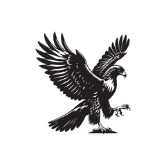 Celestial Guardian: Hawk Silhouette in Night Sky under the Moon - Hawk Vector
