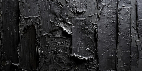 hick strokes of midnight black oil paint on a coarse linen canvas, embodying a dramatic and tactile display of artistic depth