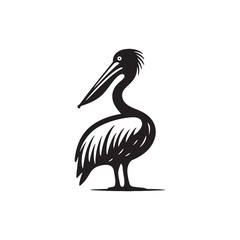 Dusk Reverie: Pelican Silhouette Amidst Nightfall - Pelican Vector
