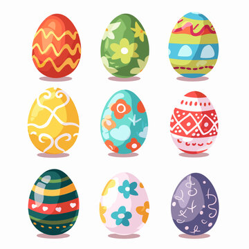 Set of Easter eggs. Vector illustration isolated on white background.