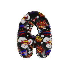 3D Helium Balloon Letter A with Action Comic Cartoon words Texture