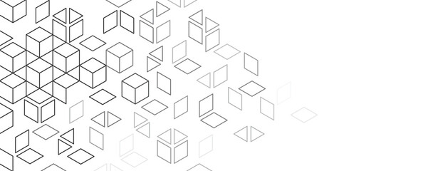 Abstract minimalistic lines pattern with geometric shapes. Dynamic composition of simple figures.