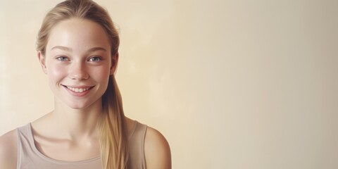 A customizable background image featuring a smiling girl positioned to the side, offering ample space for personalized content or text.