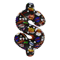 3D Helium Balloon Dollar $ Sign/Symbol with Action Comic Cartoon words Texture