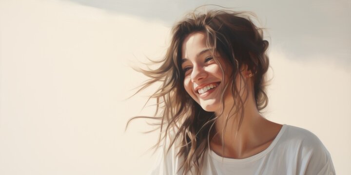 A background image featuring a sunny scene with a happy girl smiling, offering ample space for customization.