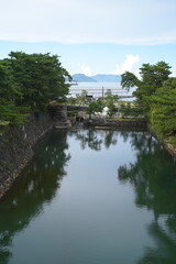 日本の四国、香川県にあるお城の跡、高松城。玉藻公園。