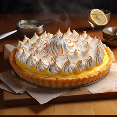 Lemon tart with meringue French pie
