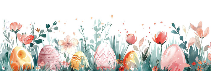 Easter banner, watercolor, banner, copy space.