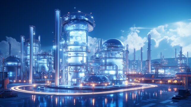 Futuristic hydrogen, chemical or ammonia industrial plant