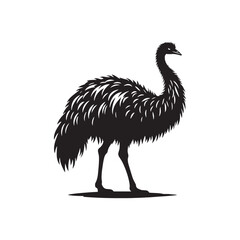 Radiant Resonance: Minimallest Emu Silhouette Bathed in Celestial Luminescence - Emu Illustration
