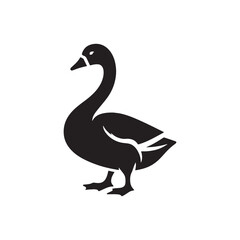 Cosmic Harmony: Minimallest Goose Silhouette in Celestial Tranquility - Goose Illustration
