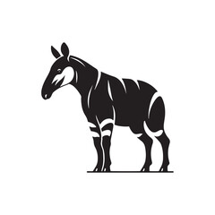 Purity of Lines: Okapi Silhouette Drawing with Delicate Details - Okapi Vector
