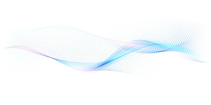 Flowing particles form waves, a gradient light pattern. modern technology background Vector illustration
